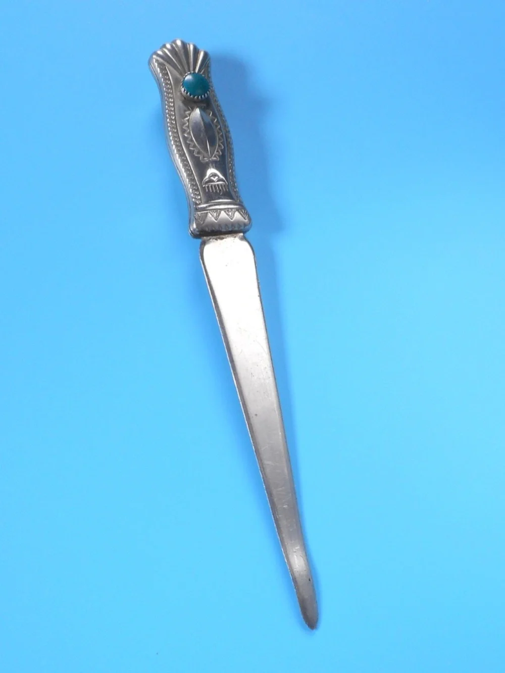 VTG Native American Navajo Letter Opener Sterling Silver Turquoise Stone RARE